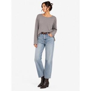 Becool Long Sleeve‎ Tee Women Large Gray Cotton Slub Drop Shoulder Minimalist